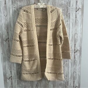 Chico's Macrame Cardigan Sweater Open-Knit Design